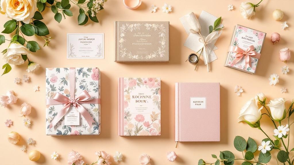 Hochzeitsgeschenk-Collage mit verschiedenen Ideen