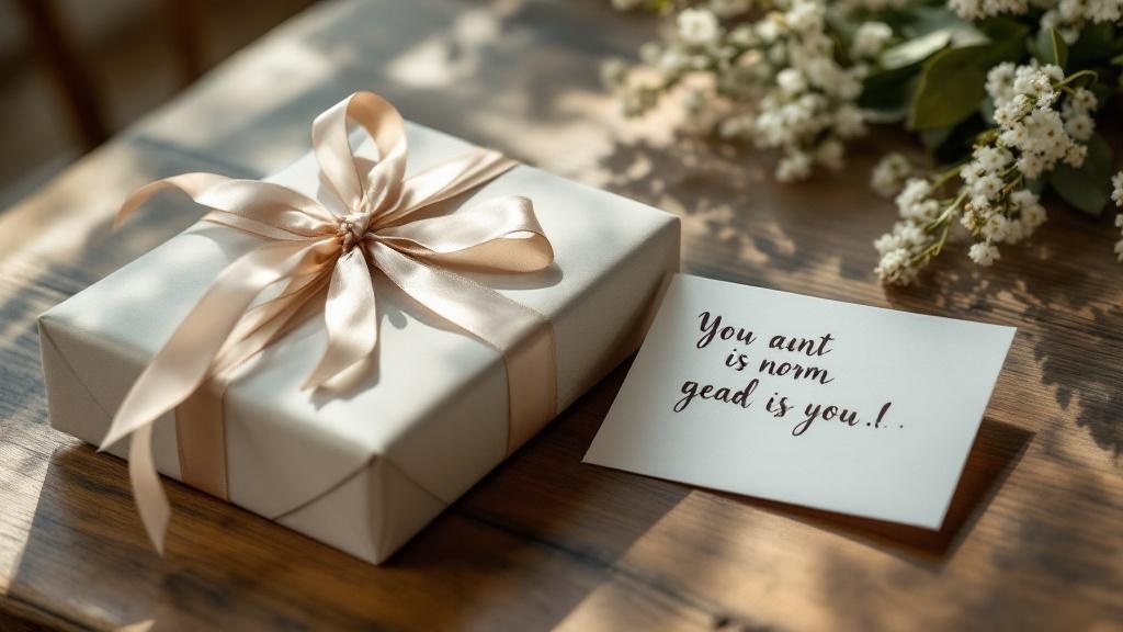 Liebevoll verpacktes Hochzeitsgeschenk mit Glückwunschkarte